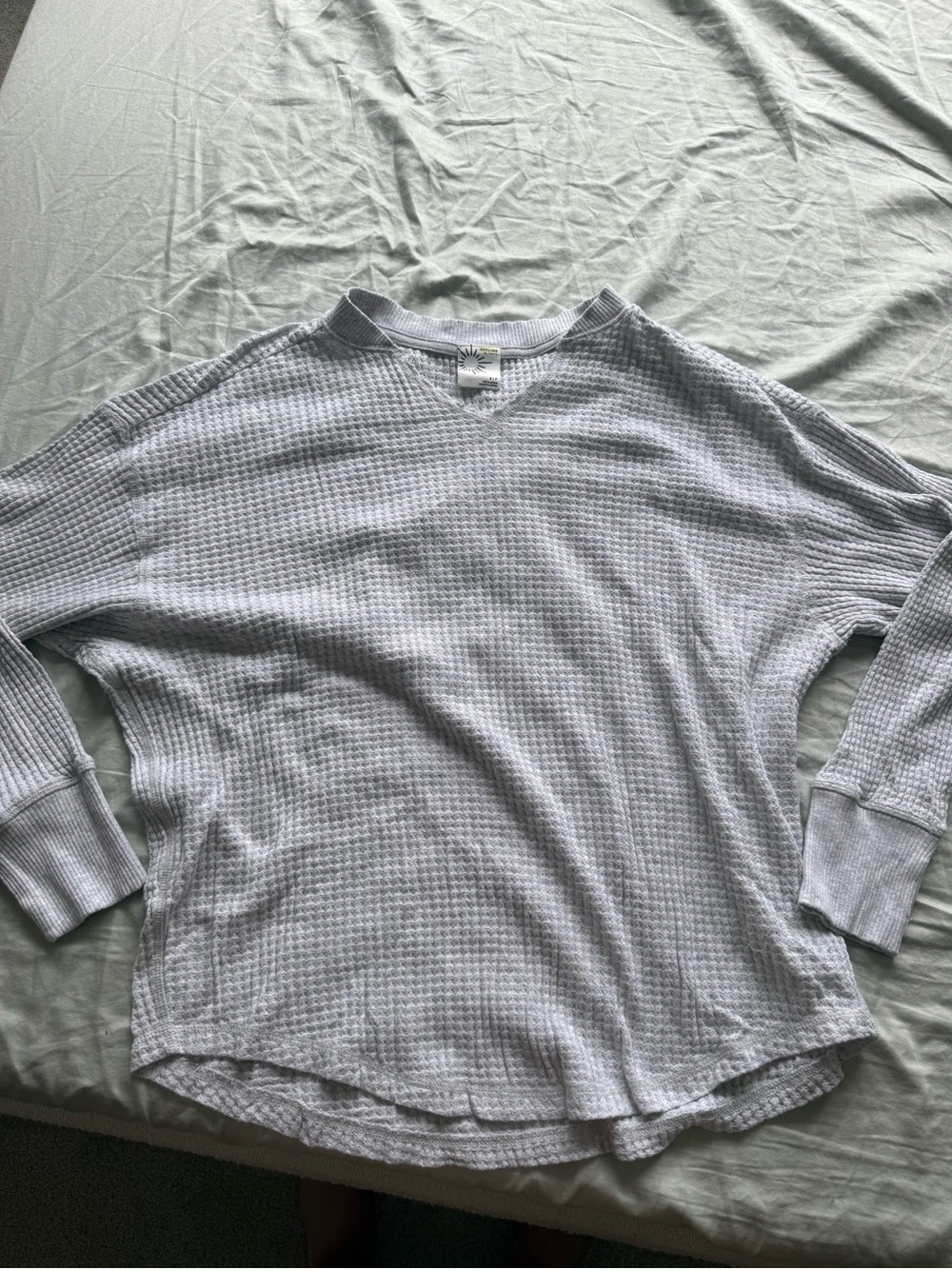 Light Lavender V-Neck Waffle Knit Sweater